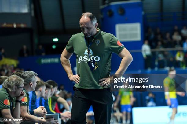 Alem TOSKIC of Celje during the EHF Champions League match between Montpellier Agglomeration Handball and RK Celje at Palais des sports Rene-Bougnol...
