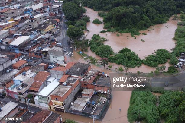 Intense rain is causing disruption in the cities of Carapicuiba and Itapevi, in Sao Paulo, Brazil, on April 13 leading to several points of flooding...