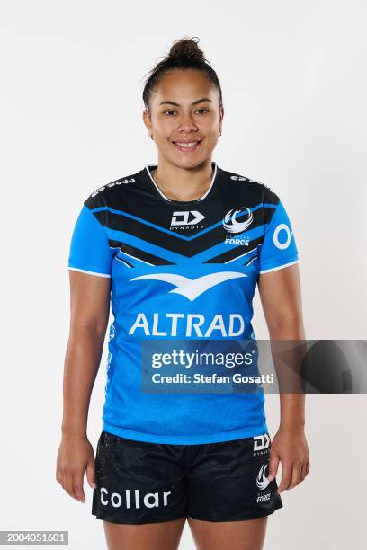 Trilleen Pomare poses during a Western Force 2024 Super Rugby Women's Headshots Session on February 09, 2024 in Perth, Australia.