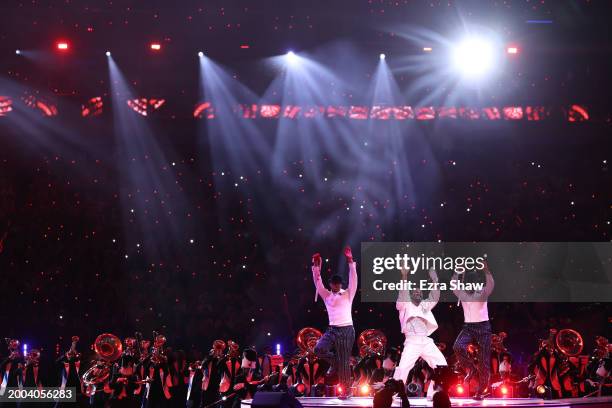 Usher performs onstage during the Apple Music Super Bowl LVIII Halftime Show at Allegiant Stadium on February 11, 2024 in Las Vegas, Nevada.