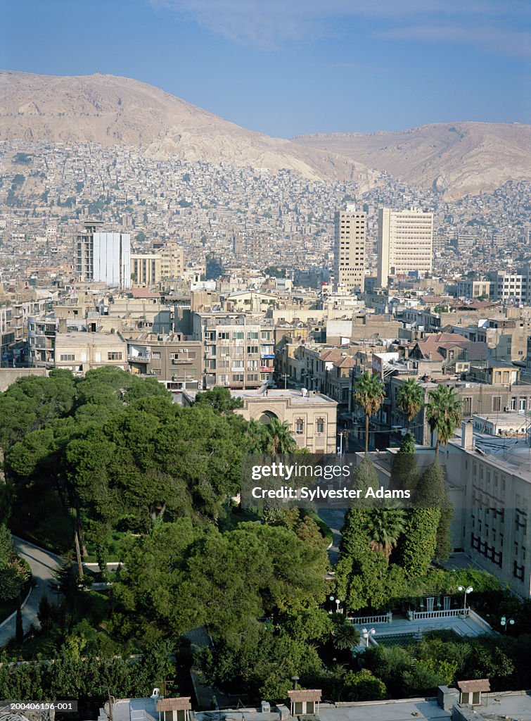 Syria, Damascus, cityscape, elevated view