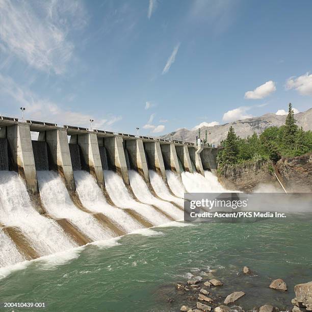 canada, alberta, kananaskis dam on bow river - hydroelectric power stock pictures, royalty-free photos & images