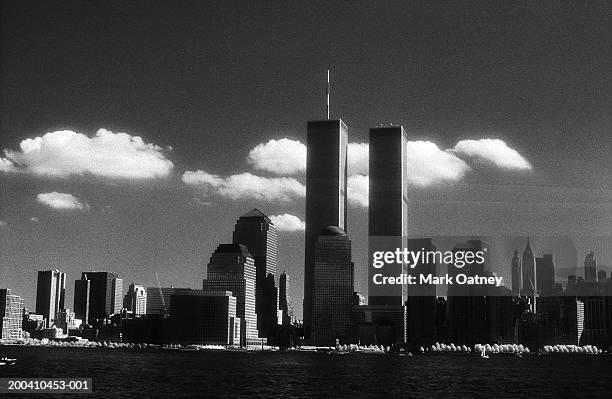 manhattan skyline, 1999 (infrared b&w) - manhattan skyline stock pictures, royalty-free photos & images