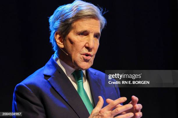 The US special envoy for climate John Kerry attends a summit on decarbonisation with Norway's Prime Minister and Norwegian business leaders, on...