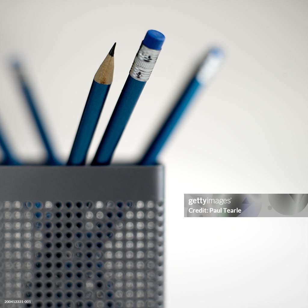 Pencils in pot, close up