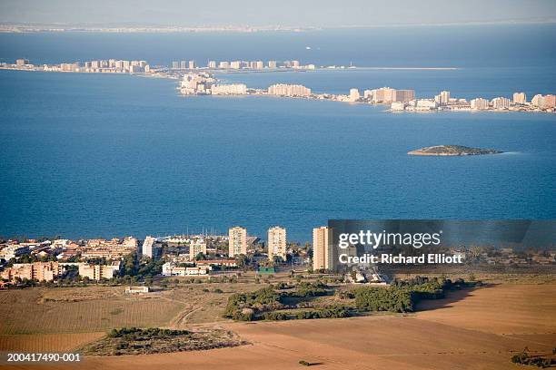 spain, murcia, la manga, mar menor and los menos, elevated view - la manga stock pictures, royalty-free photos & images