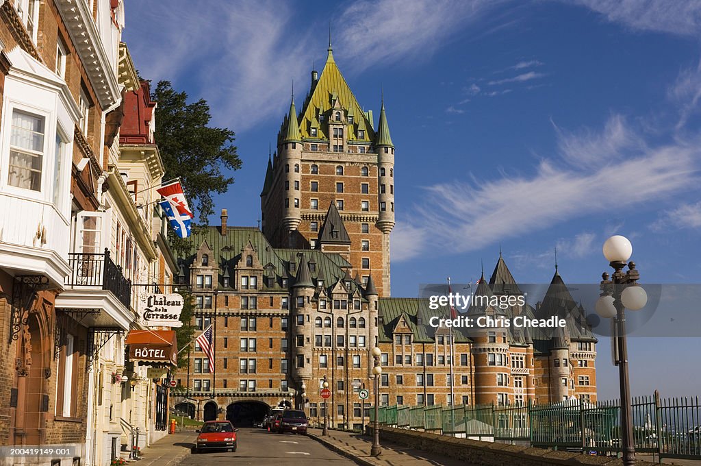 Canada, Quebec, Quebec City, Chateau Frontenac Hotel and street scene