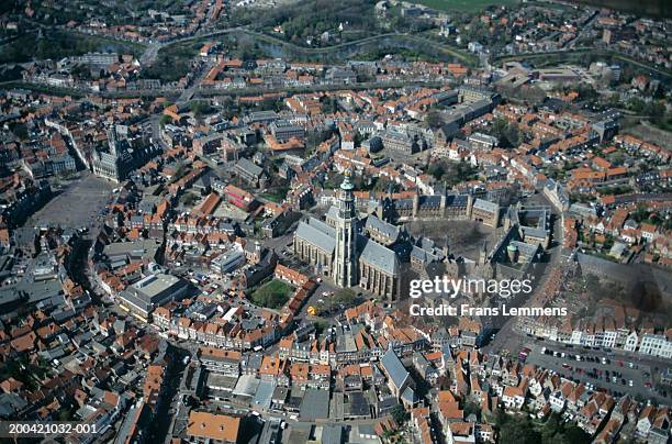 the netherlands, zeeland, middelburg, aerial view - middelburg netherlands bildbanksfoton och bilder