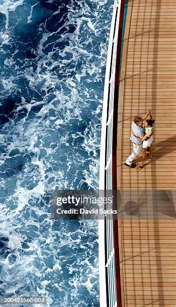 couple on cruise ship - boat deck stock-fotos und bilder