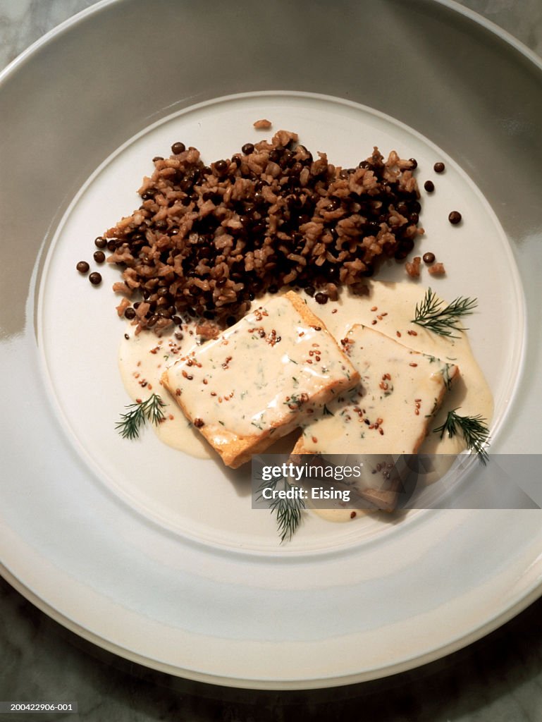 Lentil Rice with Dill Sauce and Tofu