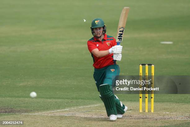 Heather Graham of Tasmania bats during the WNCL match between Victoria and Tasmania at CitiPower Centre, on February 12 in Melbourne, Australia.