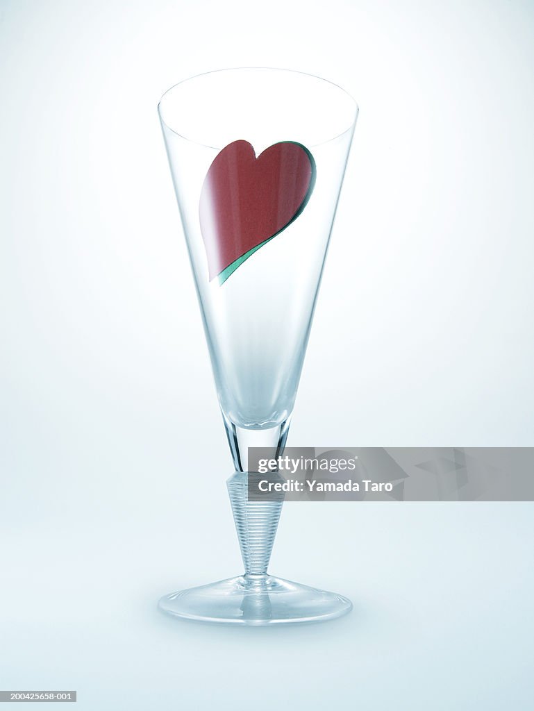 Red heart in glass