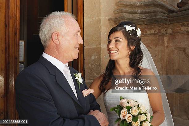 bride smiling at father - maria weding stock pictures, royalty-free photos & images