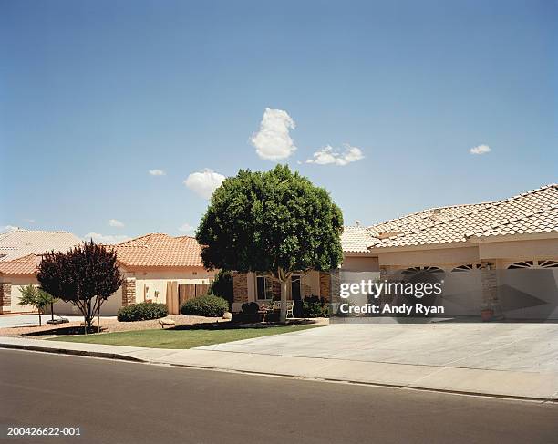 houses on street - zona residencial fotografías e imágenes de stock