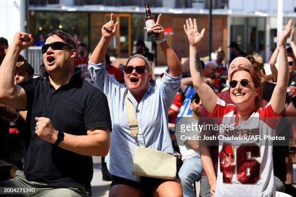 Fans show their support during the Super Bowl Live Site/ VIP Party at Marvel Stadium on February 12, 2024 in Melbourne, Australia.
