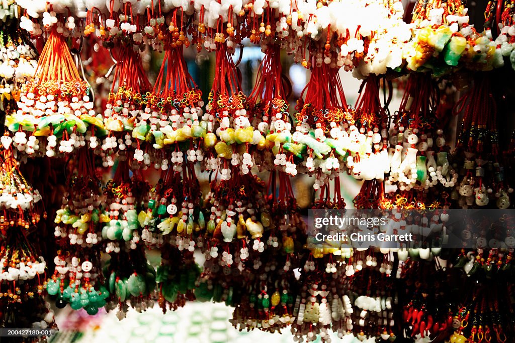 Hong Kong, keychain charms on display