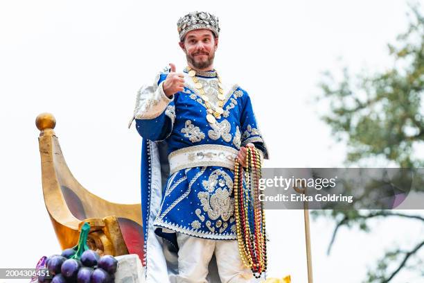 Actor Kevin Dillon reigns as Bacchus LV during 2024 Mardi Gras on February 11, 2024 in New Orleans, Louisiana.