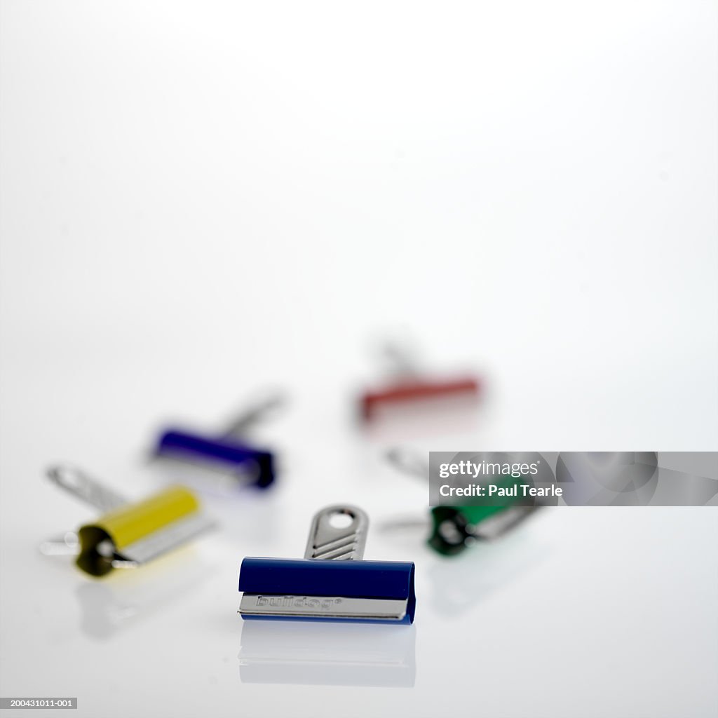 Bulldog clips, close up