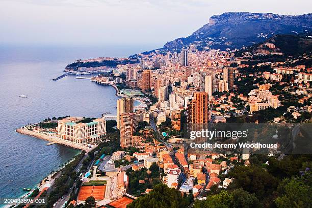 monaco, monte carlo, elevated view - montecarlo fotografías e imágenes de stock