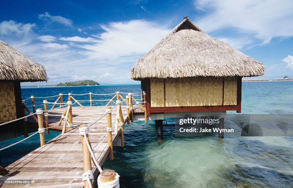 French Polynesia, Bora Bora, bungalows on pier
