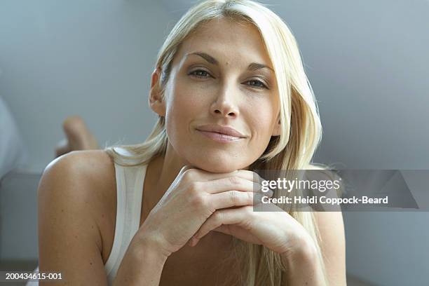 woman smiling, portrait, close-up - heidi coppock beard stock pictures, royalty-free photos & images