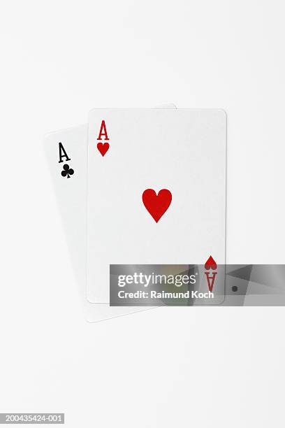 two playing cards - playing card stock-fotos und bilder