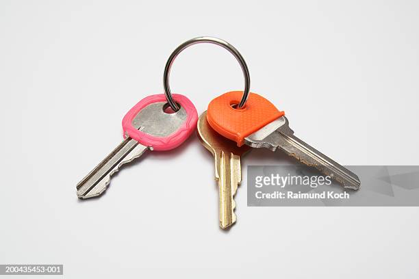 set of keys on ring - key ring stock pictures, royalty-free photos & images