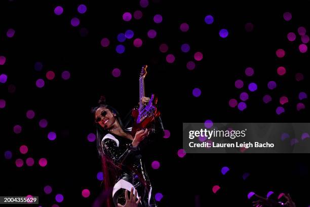 Performs during the Apple Music Super Bowl LVIII Halftime Show at Allegiant Stadium on February 11, 2024 in Las Vegas, Nevada.