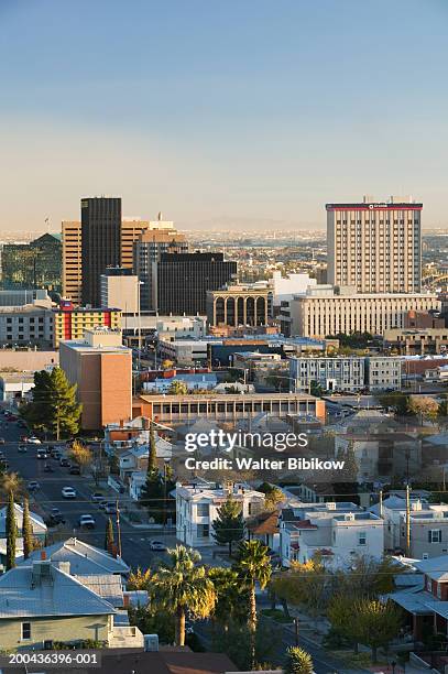 usa, texas, el paso skyline, downtown area, sunset - el paso stock-fotos und bilder