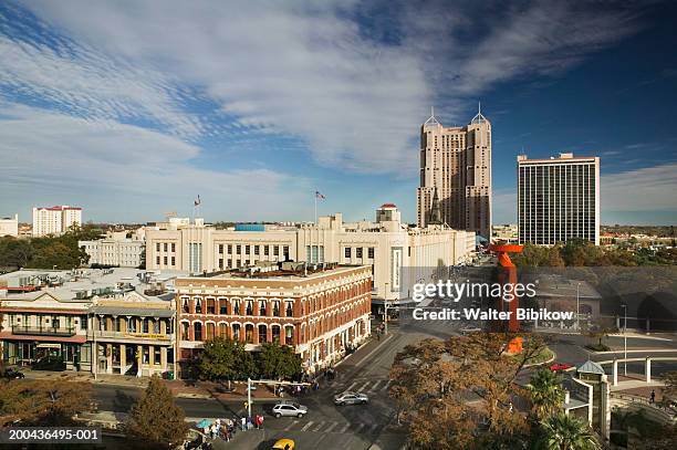 usa, texas, san antonio downtown skyline, commerce street - san antonio - fotografias e filmes do acervo