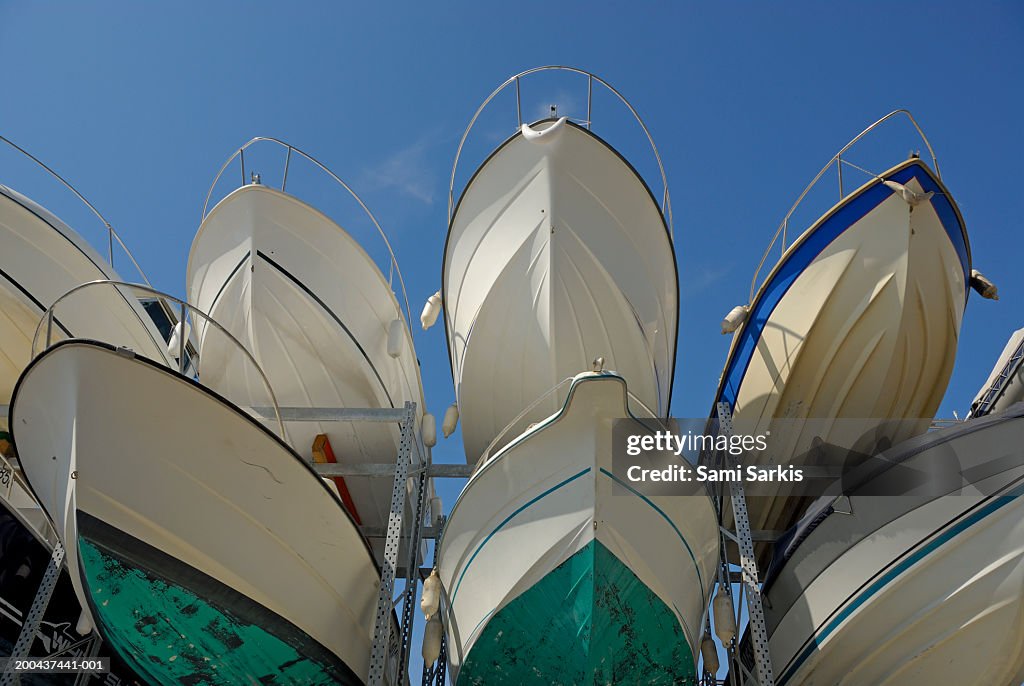 Boat rack, low angle view