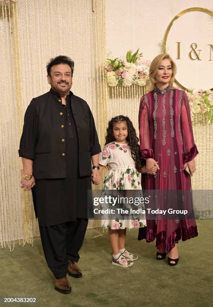 Mumbai, India – January 13: Adnan Sami, Azaan Sami Khan and Roya Faryabi attends the wedding reception ceremony of actor Aamir Khan's daughter Ira...