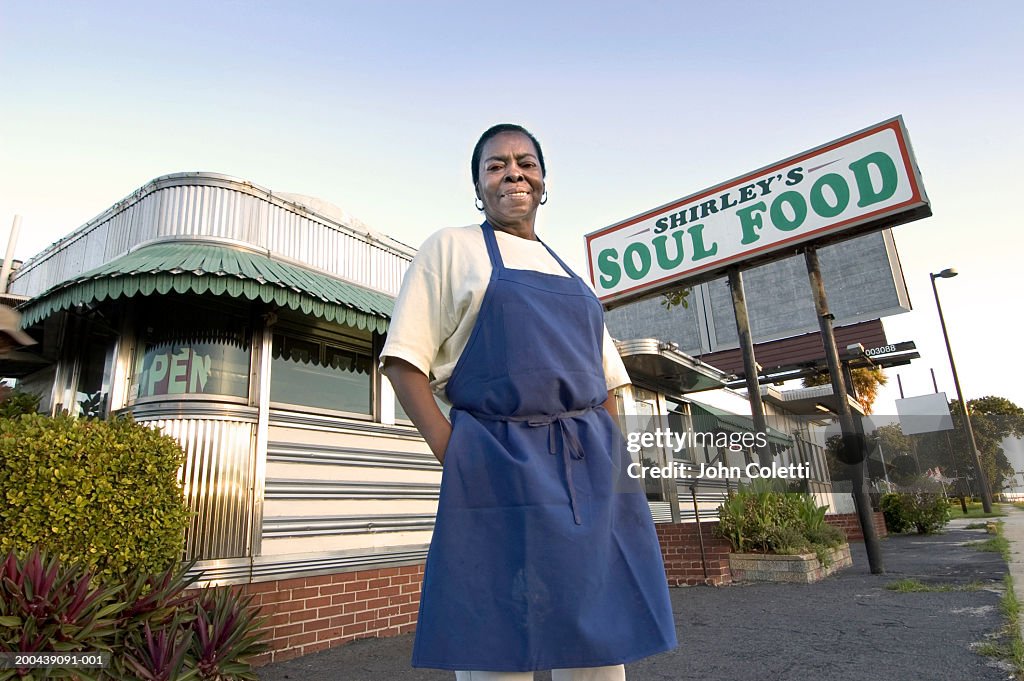 Female diner owner, portrait