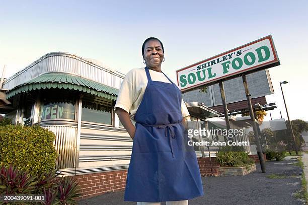 female diner owner, portrait - small business stock pictures, royalty-free photos & images