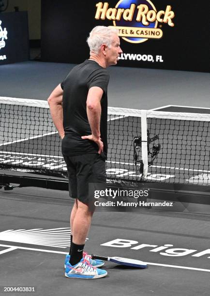 John McEnroe at Pickleball Slam 2 at Hard Rock Live at Seminole Hard Rock Hotel & Casino Hollywood on February 4, 2024 in Hollywood, Florida.