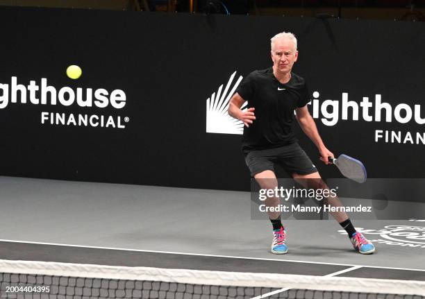 John McEnroe at Pickleball Slam 2 at Hard Rock Live at Seminole Hard Rock Hotel & Casino Hollywood on February 4, 2024 in Hollywood, Florida.