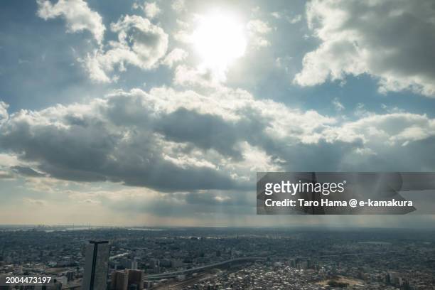 sunbeam over the residential district in nagoya city of japan - aichi prefecture stock pictures, royalty-free photos & images