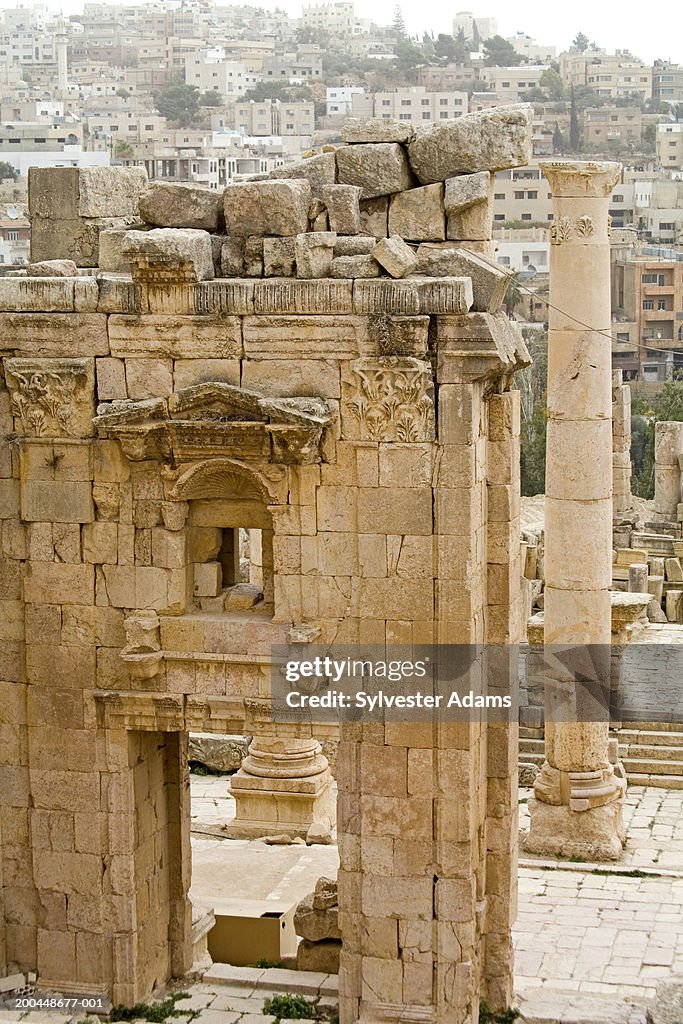 Gate along the Cardo (main street), lined with a colonnade
