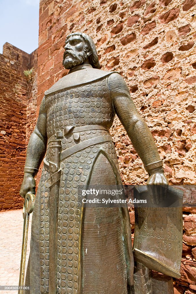 Portugal, Algarve, Silves, close-up of statue outside Moorish castle