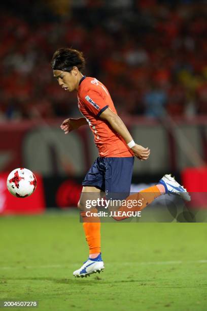 Ataru Esaka of Omiya Ardija in action during the J.League J1 match between Omiya Ardija and Sanfrecce Hiroshima at NACK5 Stadium Omiya on August 26,...