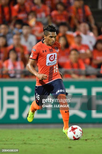 Mateus Castro of Omiya Ardija in action during the J.League J1 match between Omiya Ardija and Sanfrecce Hiroshima at NACK5 Stadium Omiya on August...