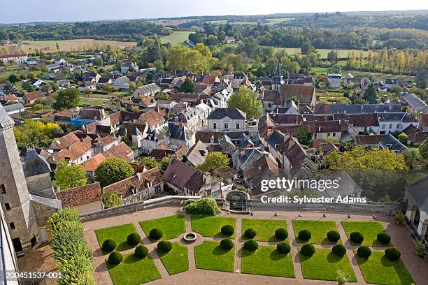 france, touraine, indre et loire, grand-pressigny, elevated view - indre et loire stock pictures, royalty-free photos & images