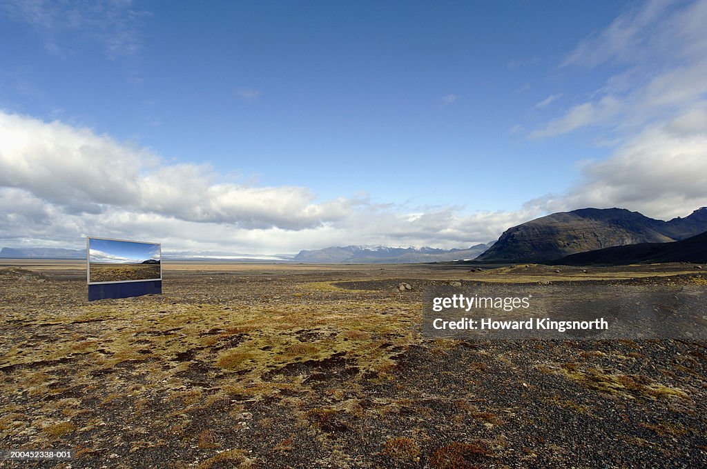 South Central Iceland, billboard in volcanic plain