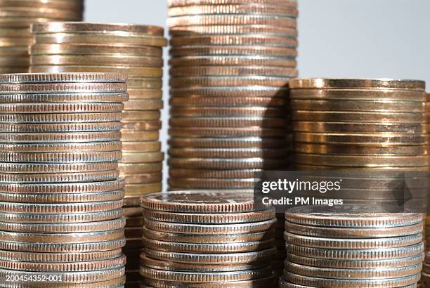 stack of usa coins, close-up - grooved stock pictures, royalty-free photos & images