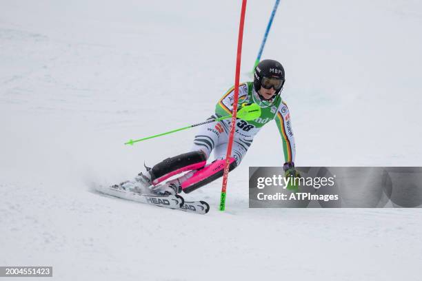 Jessica Hilzinger of Germany in action during the Audi FIS Alpine Ski World Cup 2024 Slalom Discipline Women's on February 11, 2024 in Soldeu,...