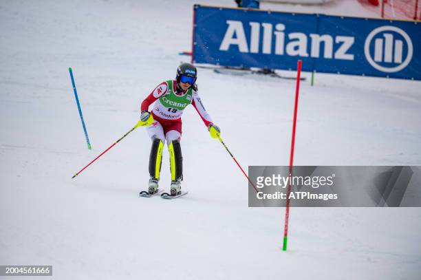 Franziska Gritsch of Austria in action during theAudi FIS Alpine Ski World Cup 2024 Slalom Discipline Women's on February 11, 2024 in Soldeu, Andorra.