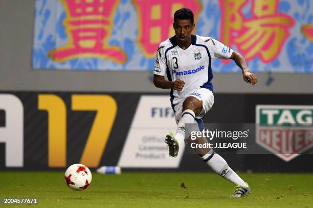 Fabio of Gamba Osaka in action during the J.League J1 match between Sagan Tosu and Gamba Osaka at Best Amenity Stadium on August 26, 2017 in Tosu,...