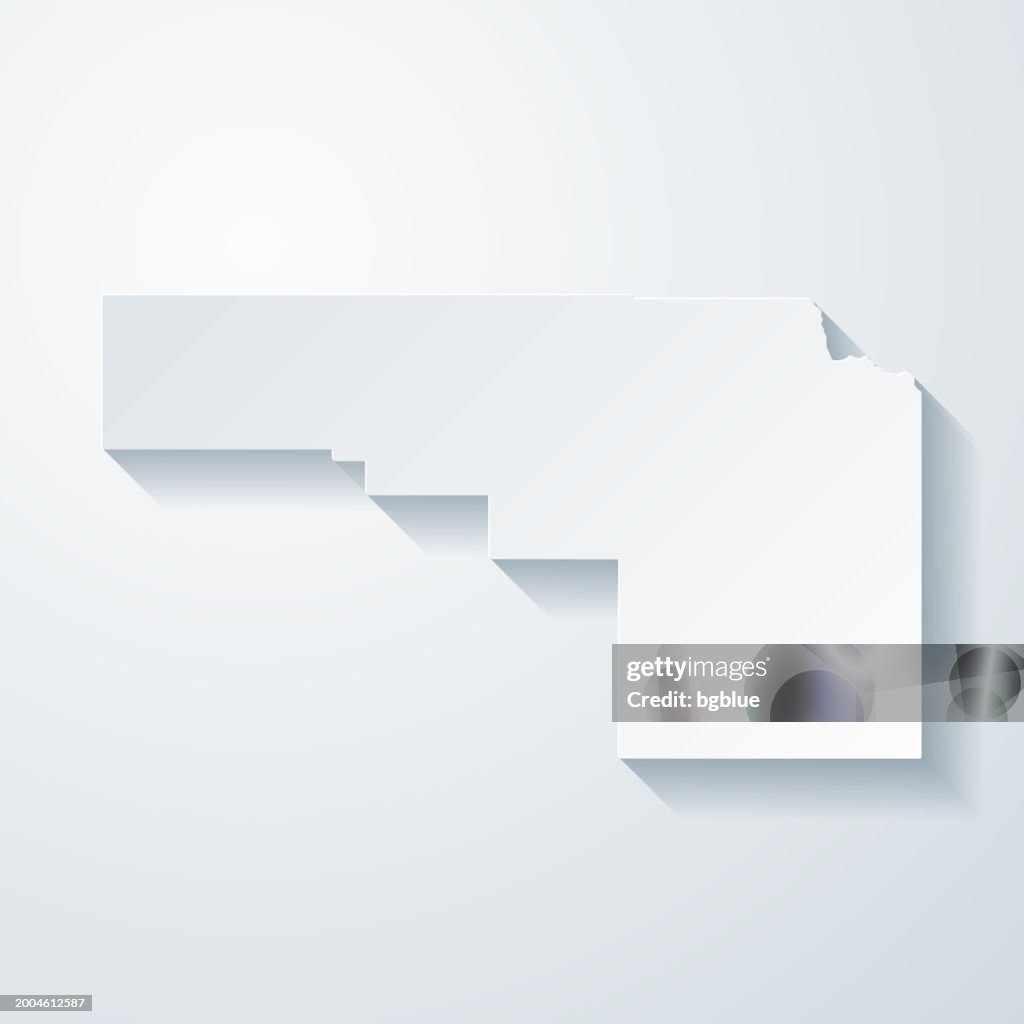 Bonneville County, Idaho. Map with paper cut effect on blank background
