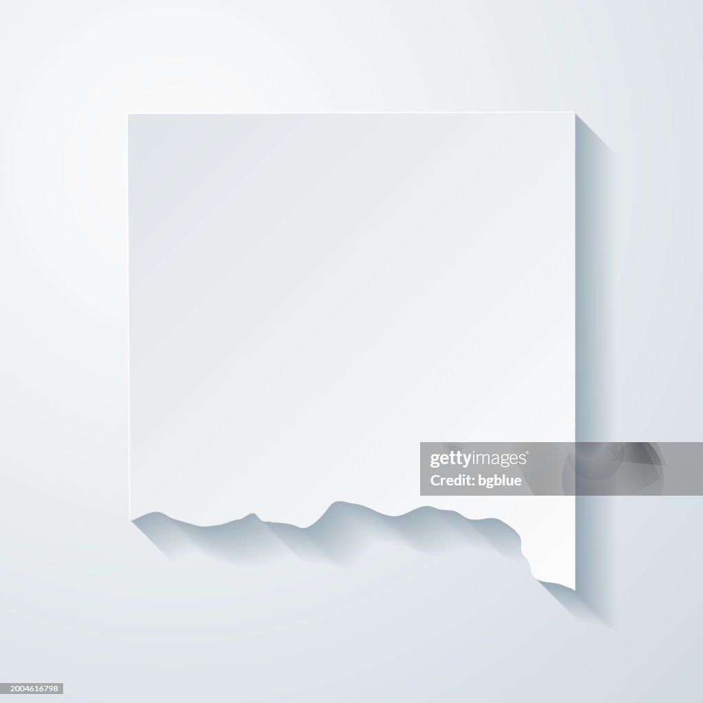 Yankton County, South Dakota. Map with paper cut effect on blank background