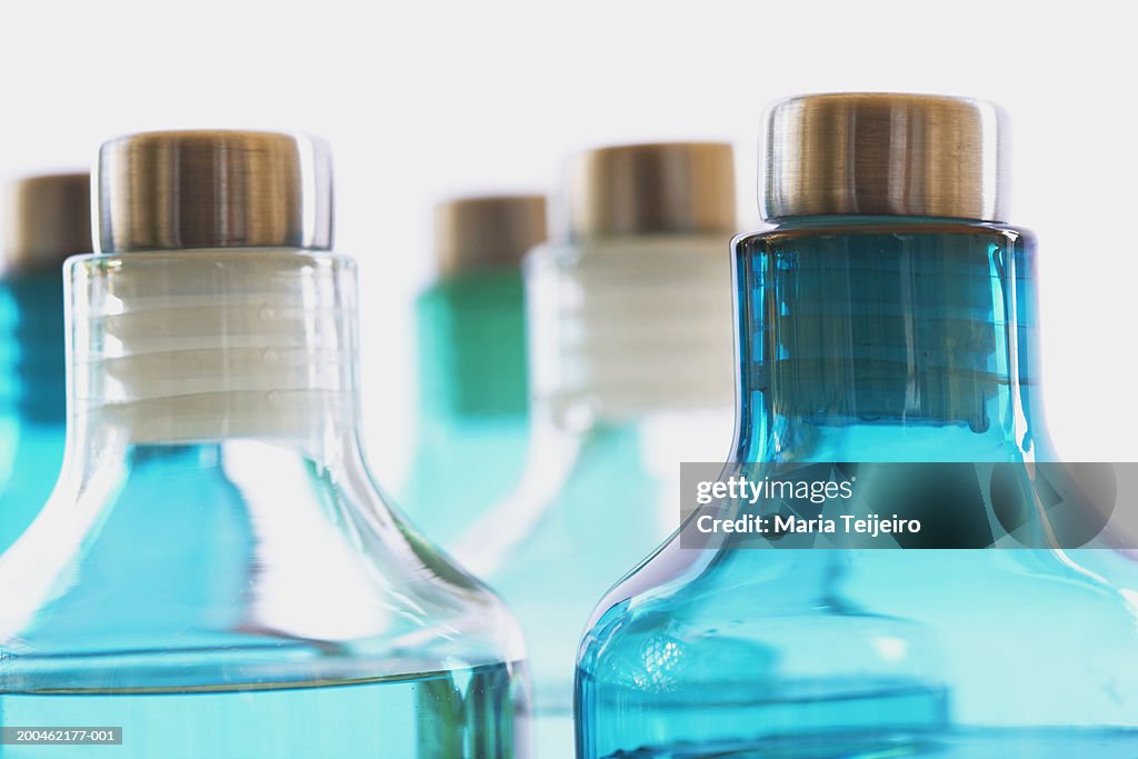 Bottles of spa treatments, close-up